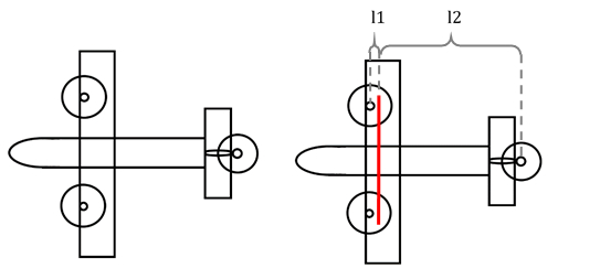 图1图2 初步设计方案与机体重心示意图